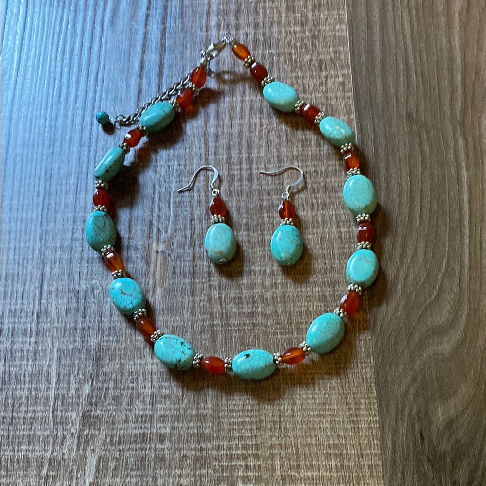 Vibrant Blue and Orange Necklace with Bold Design